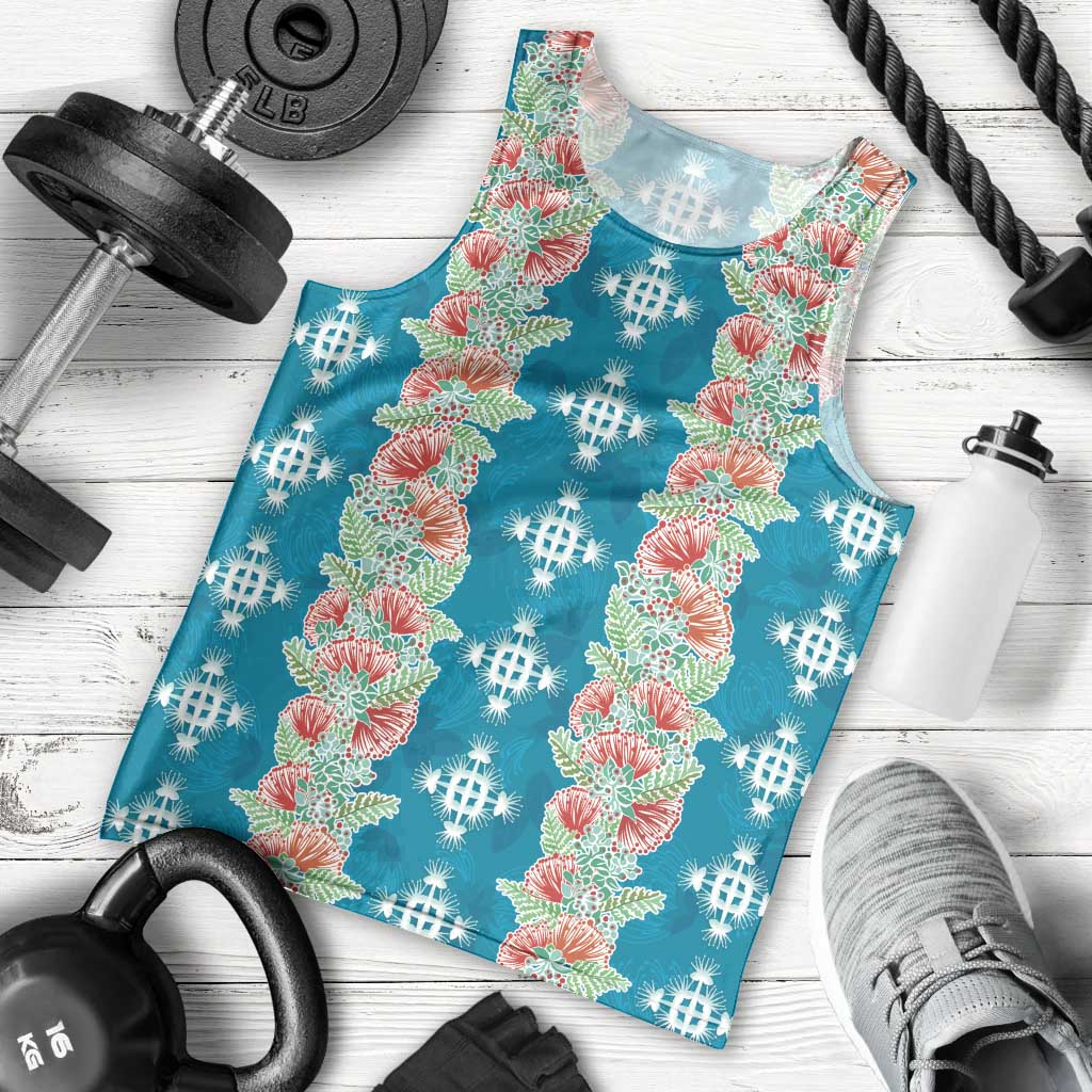 Hawaii Ohia Lehua Men Tank Top Tropical Vibes Teal