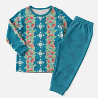 Hawaii Ohia Lehua Christmas Pajama Set Tropical Vibes Teal LT05 Men Teal - Polynesian Pride