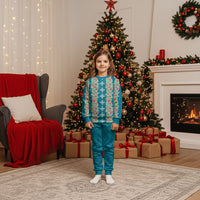 Hawaii Ohia Lehua Christmas Pajama Set Tropical Vibes Teal LT05 Kid Teal - Polynesian Pride