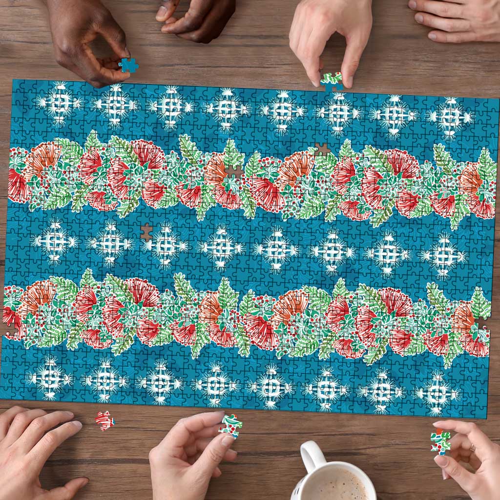 Hawaii Ohia Lehua Puzzle Tropical Vibes Teal