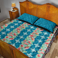 Hawaii Ohia Lehua Quilt Bed Set Tropical Vibes Teal