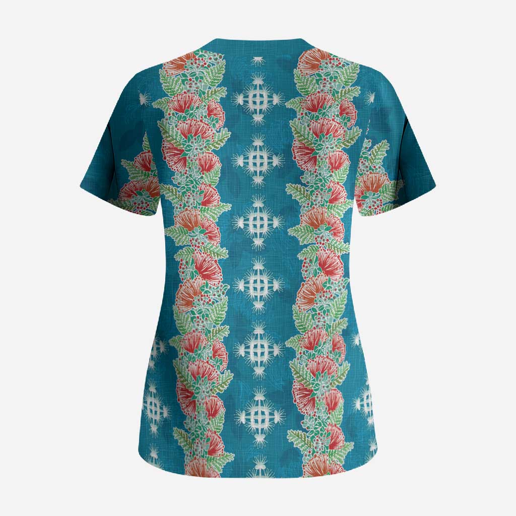 Hawaii Ohia Lehua Scrub Top Tropical Vibes Teal