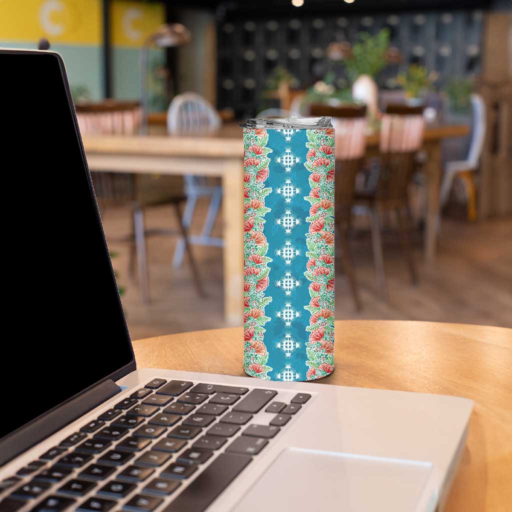 Hawaii Ohia Lehua Skinny Tumbler Tropical Vibes Teal