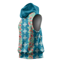 Hawaii Ohia Lehua Sleeveless Hoodie Tropical Vibes Teal