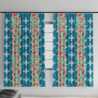 Hawaii Ohia Lehua Window Curtain Tropical Vibes Teal