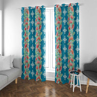Hawaii Ohia Lehua Window Curtain Tropical Vibes Teal