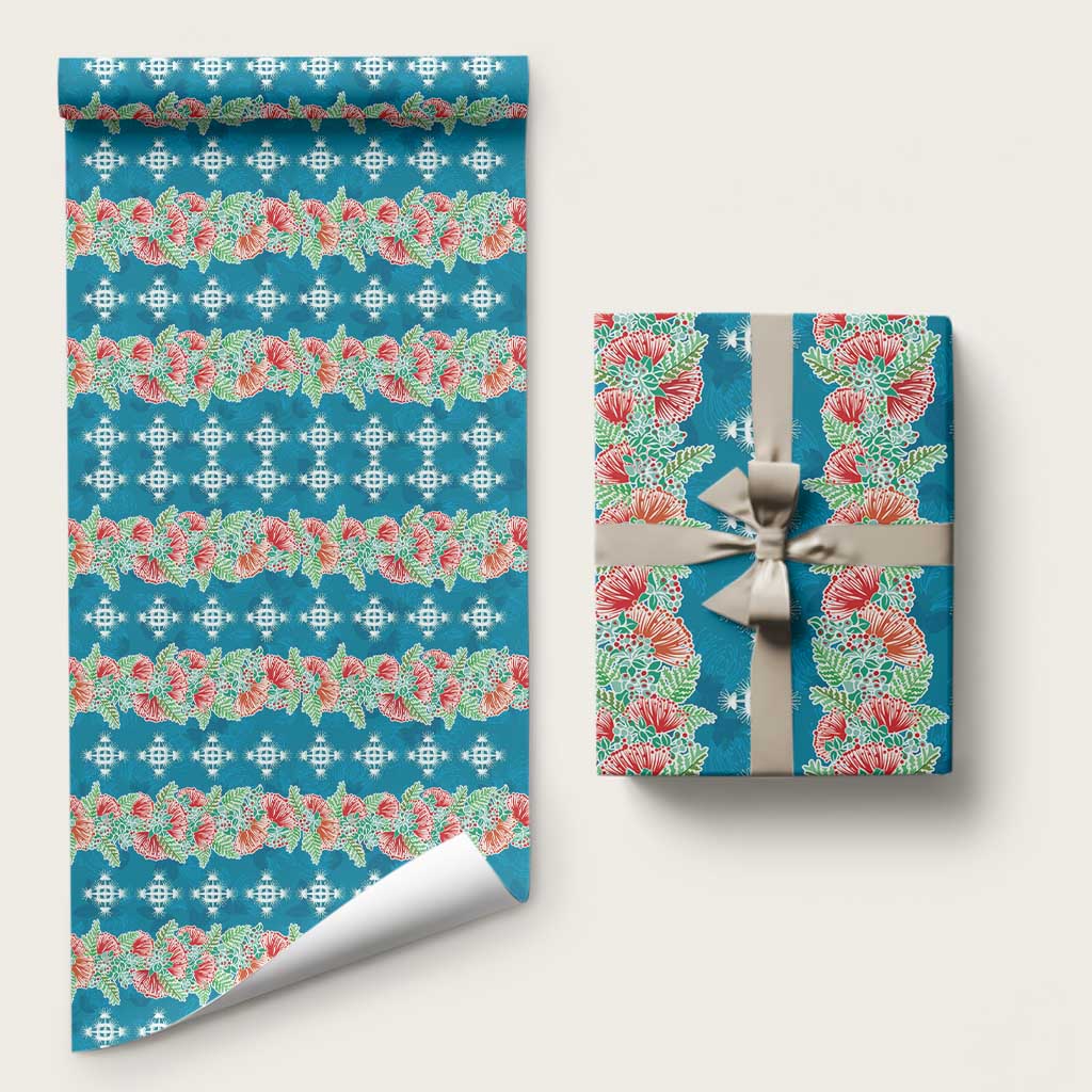 Hawaii Ohia Lehua Wrapping Paper Tropical Vibes Teal