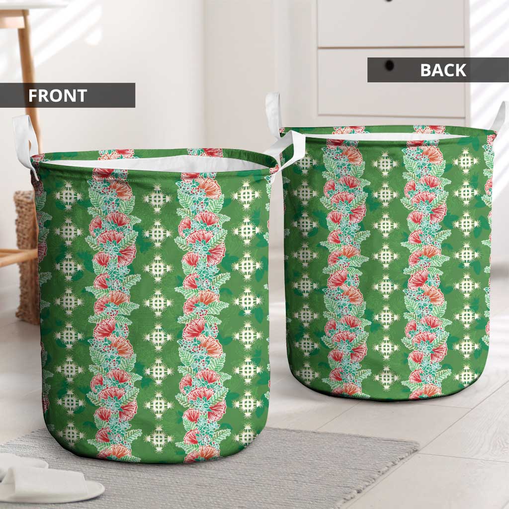 Hawaii Ohia Lehua Laundry Basket Tropical Vibes Green