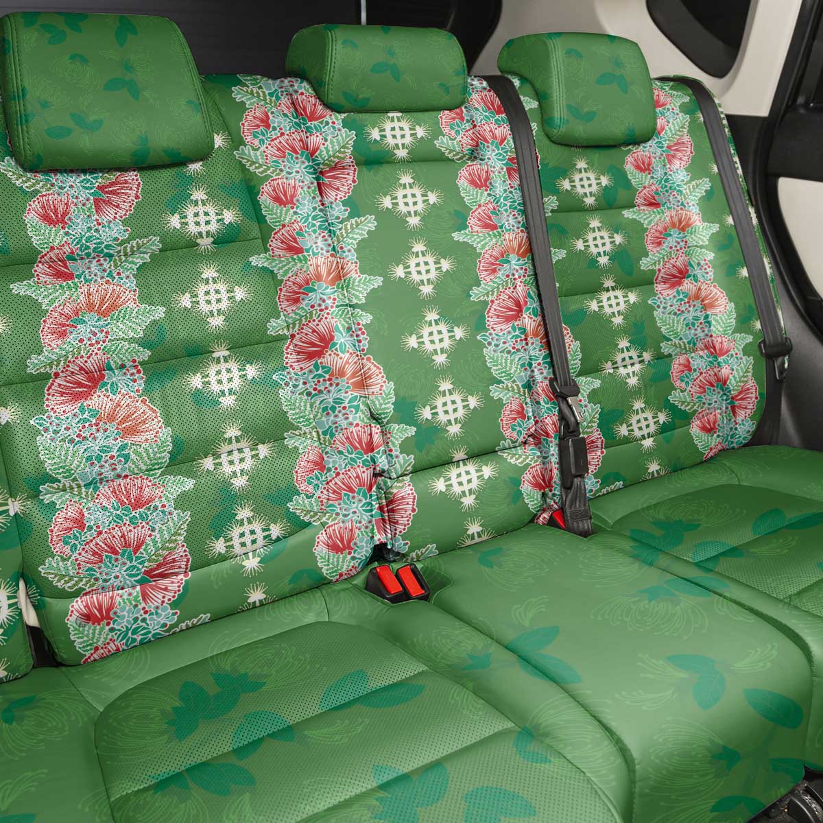 Hawaii Ohia Lehua Back Car Seat Cover Tropical Vibes Green