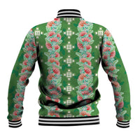 Hawaii Ohia Lehua Baseball Jacket Tropical Vibes Green