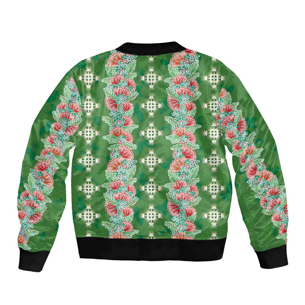 Hawaii Ohia Lehua Bomber Jacket Tropical Vibes Green