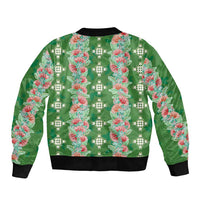 Hawaii Ohia Lehua Bomber Jacket Tropical Vibes Green