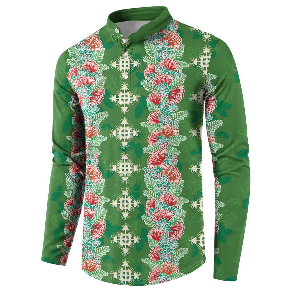 Hawaii Ohia Lehua Button Sweatshirt Tropical Vibes Green