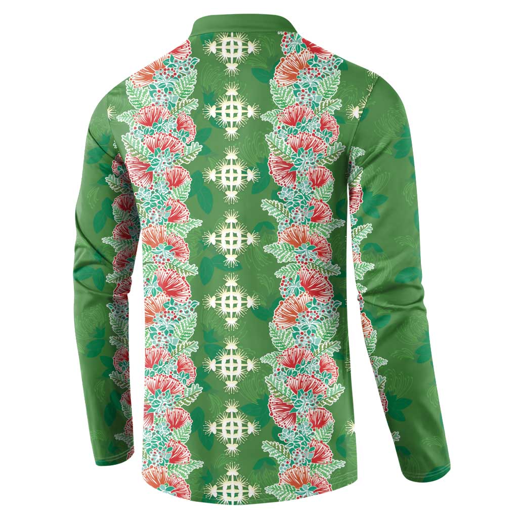 Hawaii Ohia Lehua Button Sweatshirt Tropical Vibes Green
