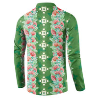 Hawaii Ohia Lehua Button Sweatshirt Tropical Vibes Green