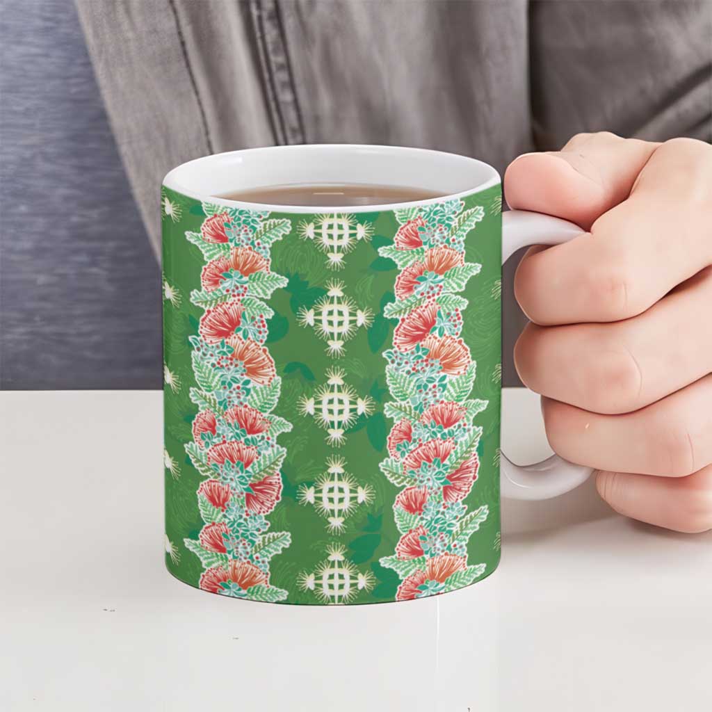 Hawaii Ohia Lehua Ceramic Mug Tropical Vibes Green