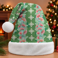 Hawaii Ohia Lehua Christmas Santa Hat Tropical Vibes Green LT05 Without Fur Green - Polynesian Pride
