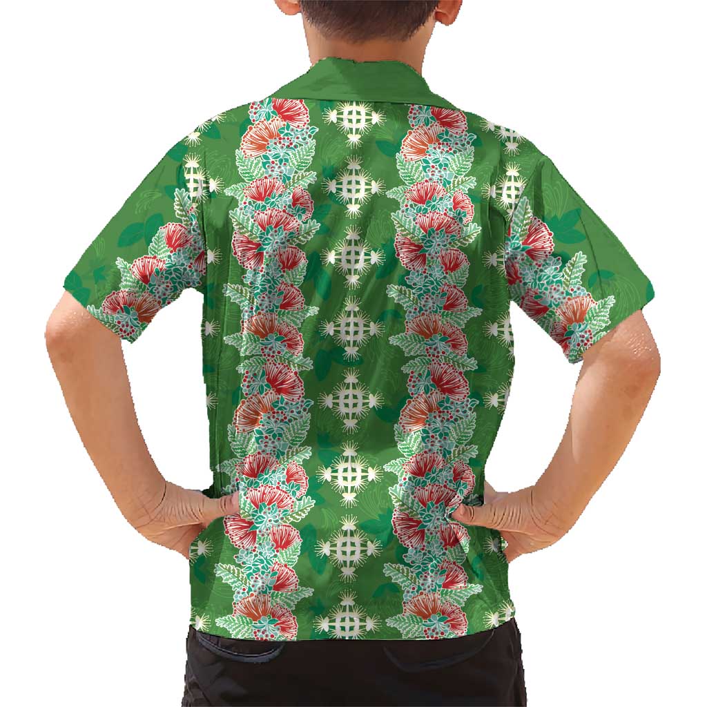Hawaii Ohia Lehua Family Matching Long Sleeve Bodycon Dress and Hawaiian Shirt Tropical Vibes Green LT05 - Polynesian Pride
