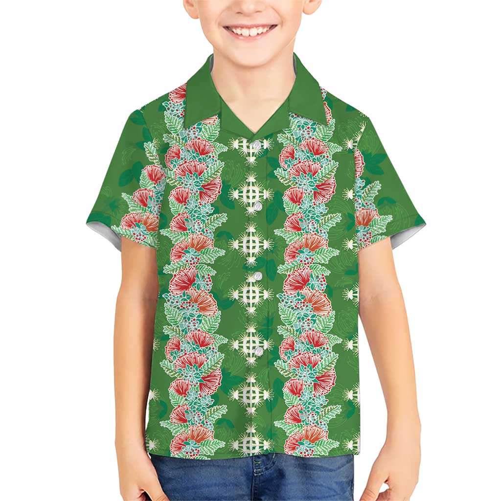 Hawaii Ohia Lehua Family Matching Off Shoulder Maxi Dress and Hawaiian Shirt Tropical Vibes Green LT05 Son's Shirt Green - Polynesian Pride