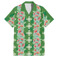 Hawaii Ohia Lehua Family Matching Off Shoulder Short Dress and Hawaiian Shirt Tropical Vibes Green LT05 Dad's Shirt - Short Sleeve Green - Polynesian Pride