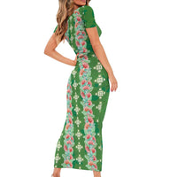 Hawaii Ohia Lehua Family Matching Short Sleeve Bodycon Dress and Hawaiian Shirt Tropical Vibes Green LT05 - Polynesian Pride