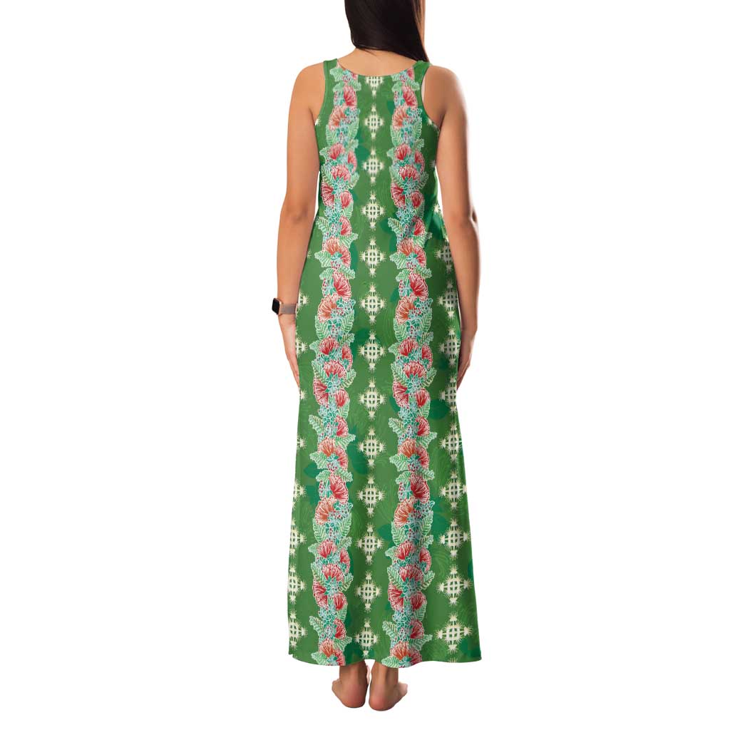 Hawaii Ohia Lehua Family Matching Tank Maxi Dress and Hawaiian Shirt Tropical Vibes Green LT05 - Polynesian Pride