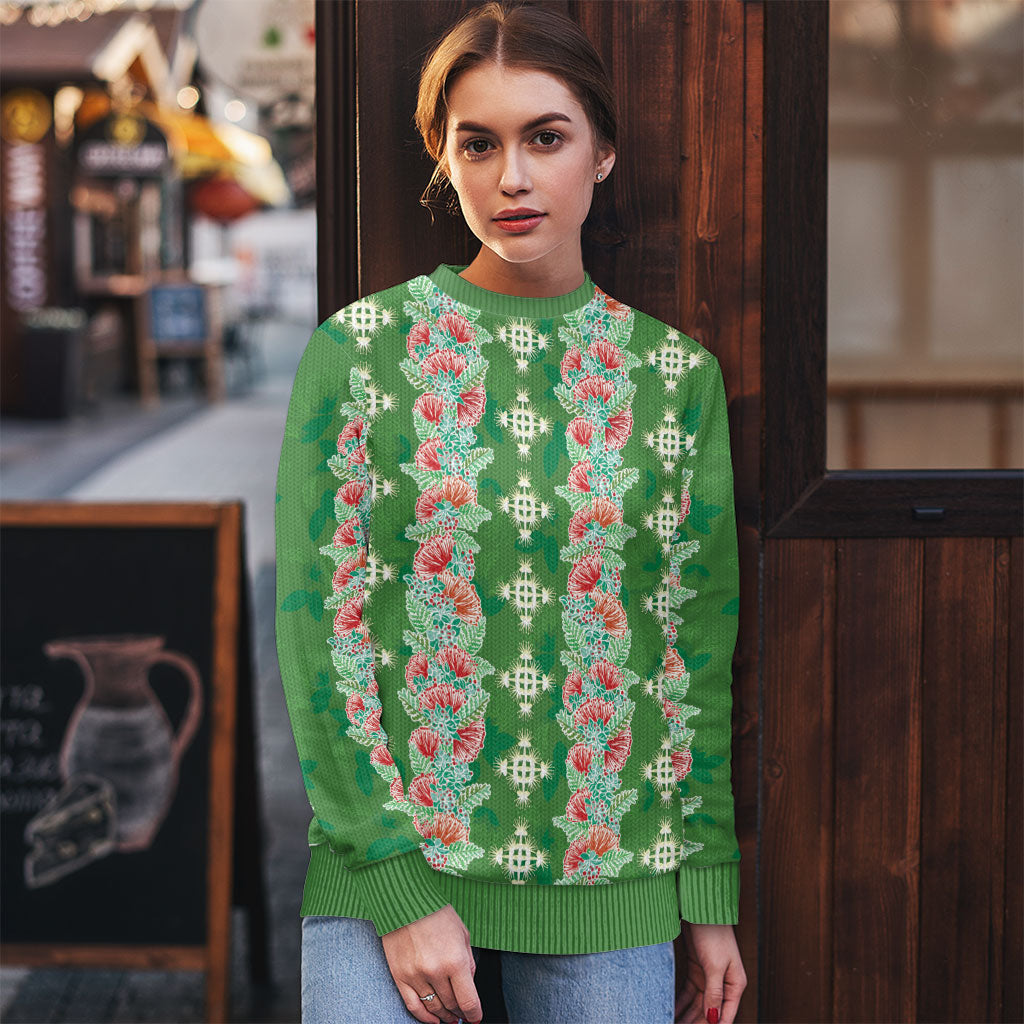Hawaii Ohia Lehua Ugly Christmas Sweater Tropical Vibes Green LT05 - Polynesian Pride
