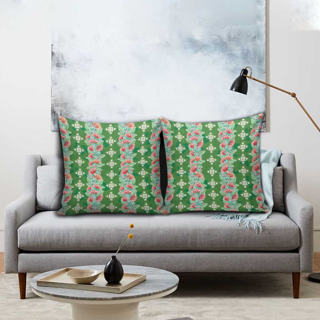 Hawaii Ohia Lehua Pillow Cover Tropical Vibes Green