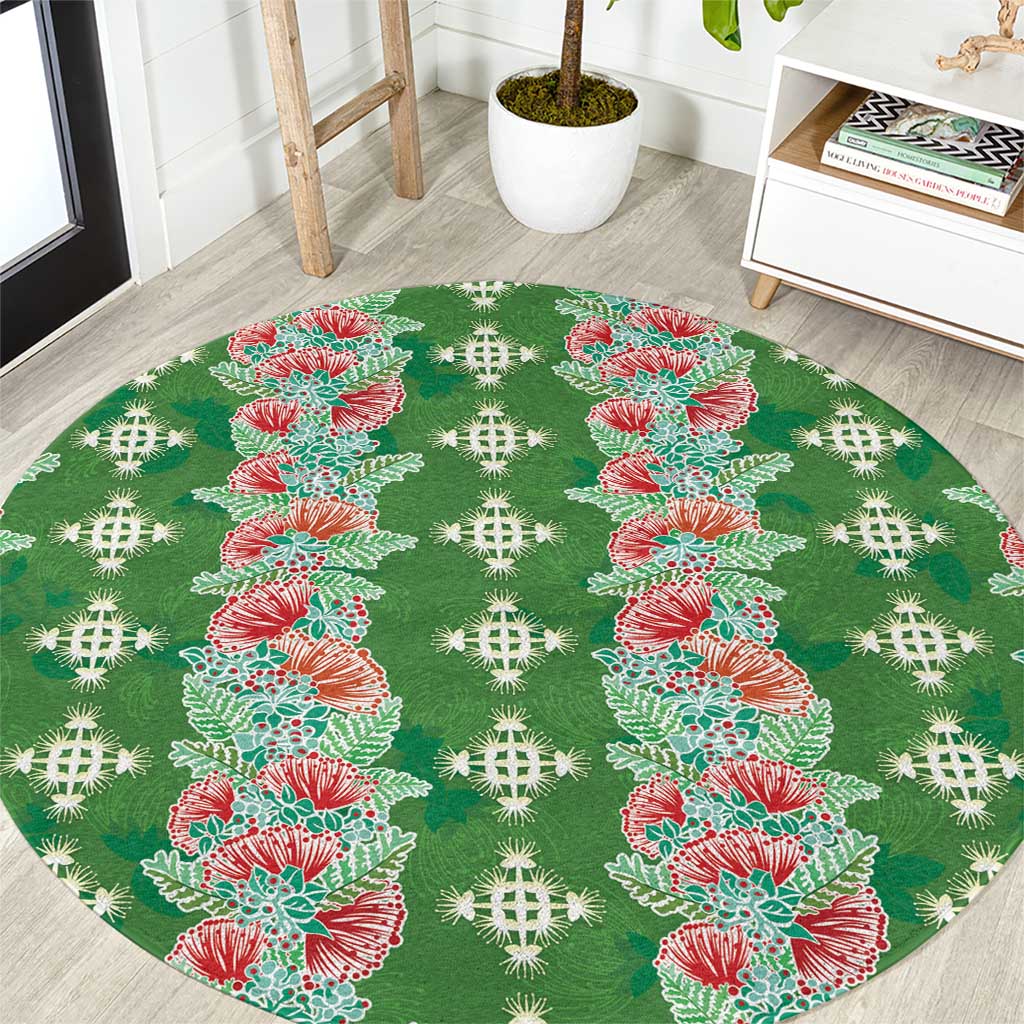 Hawaii Ohia Lehua Round Carpet Tropical Vibes Green