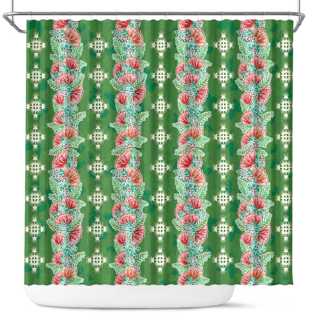 Hawaii Ohia Lehua Shower Curtain Tropical Vibes Green