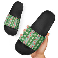 Hawaii Ohia Lehua Slide Sandals Tropical Vibes Green