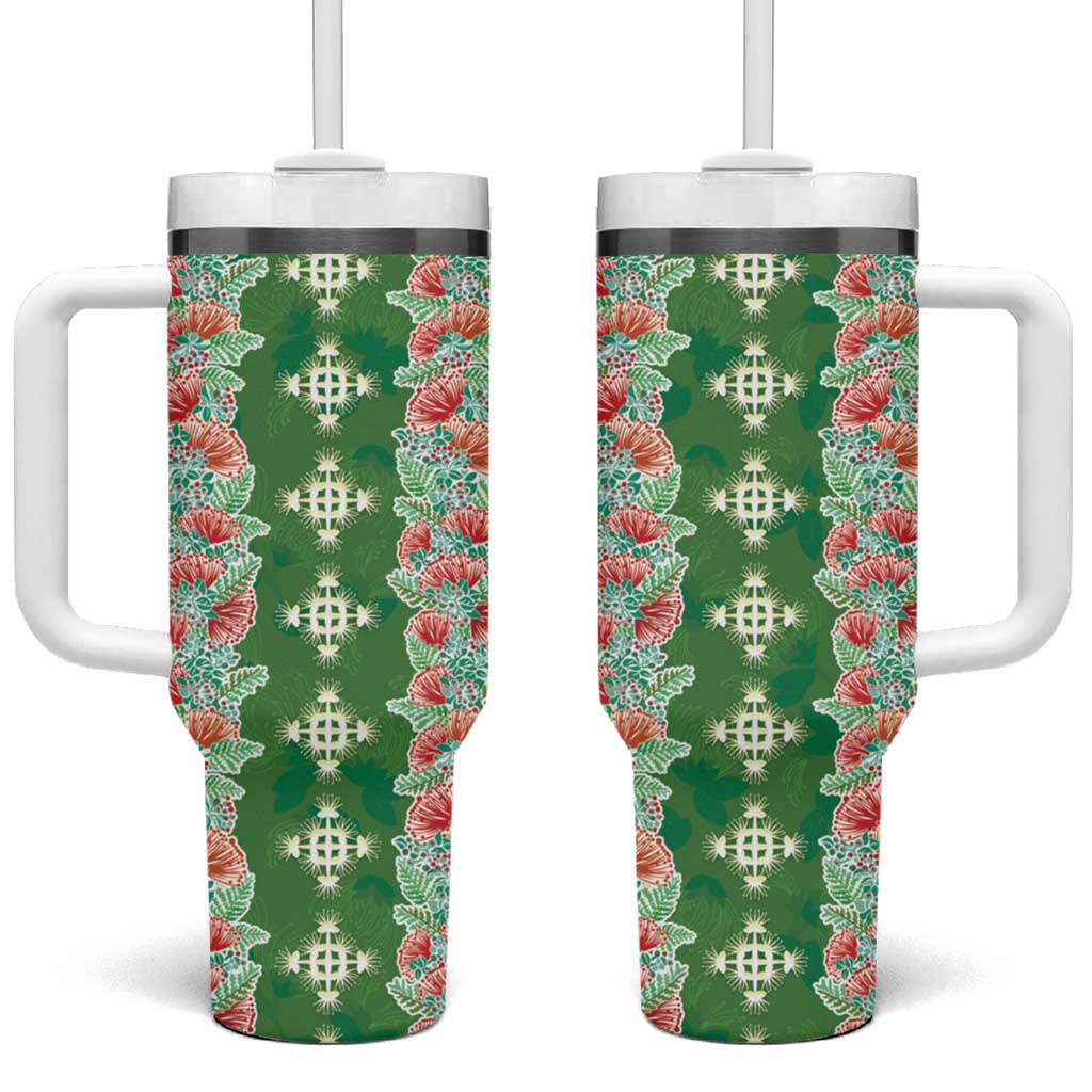 Hawaii Ohia Lehua Tumbler With Handle Tropical Vibes Green