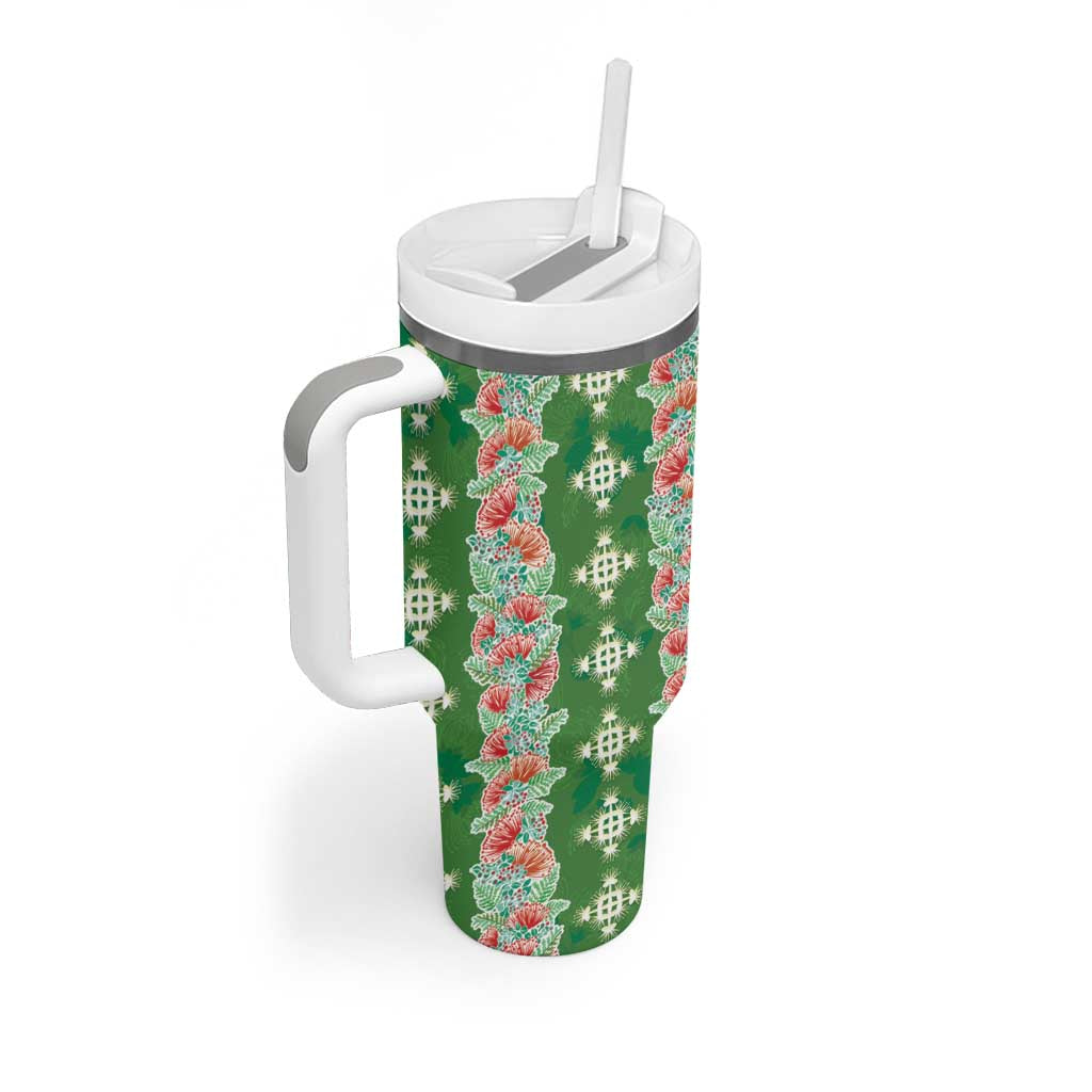 Hawaii Ohia Lehua Tumbler With Handle Tropical Vibes Green
