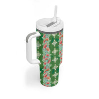 Hawaii Ohia Lehua Tumbler With Handle Tropical Vibes Green
