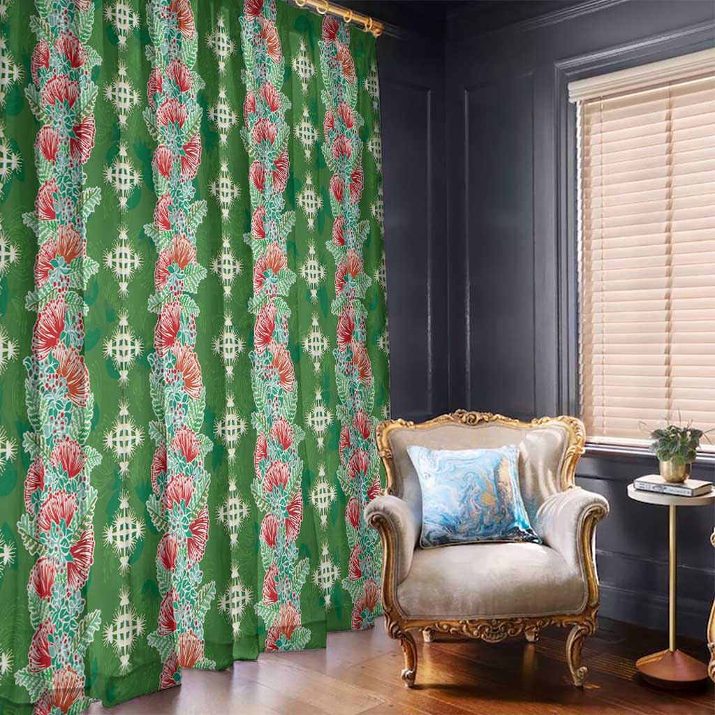 Hawaii Ohia Lehua Window Curtain Tropical Vibes Green