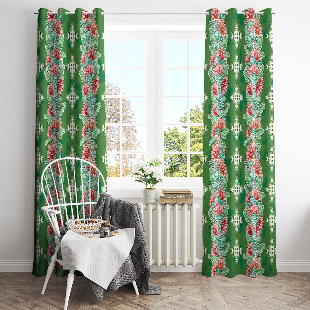 Hawaii Ohia Lehua Window Curtain Tropical Vibes Green