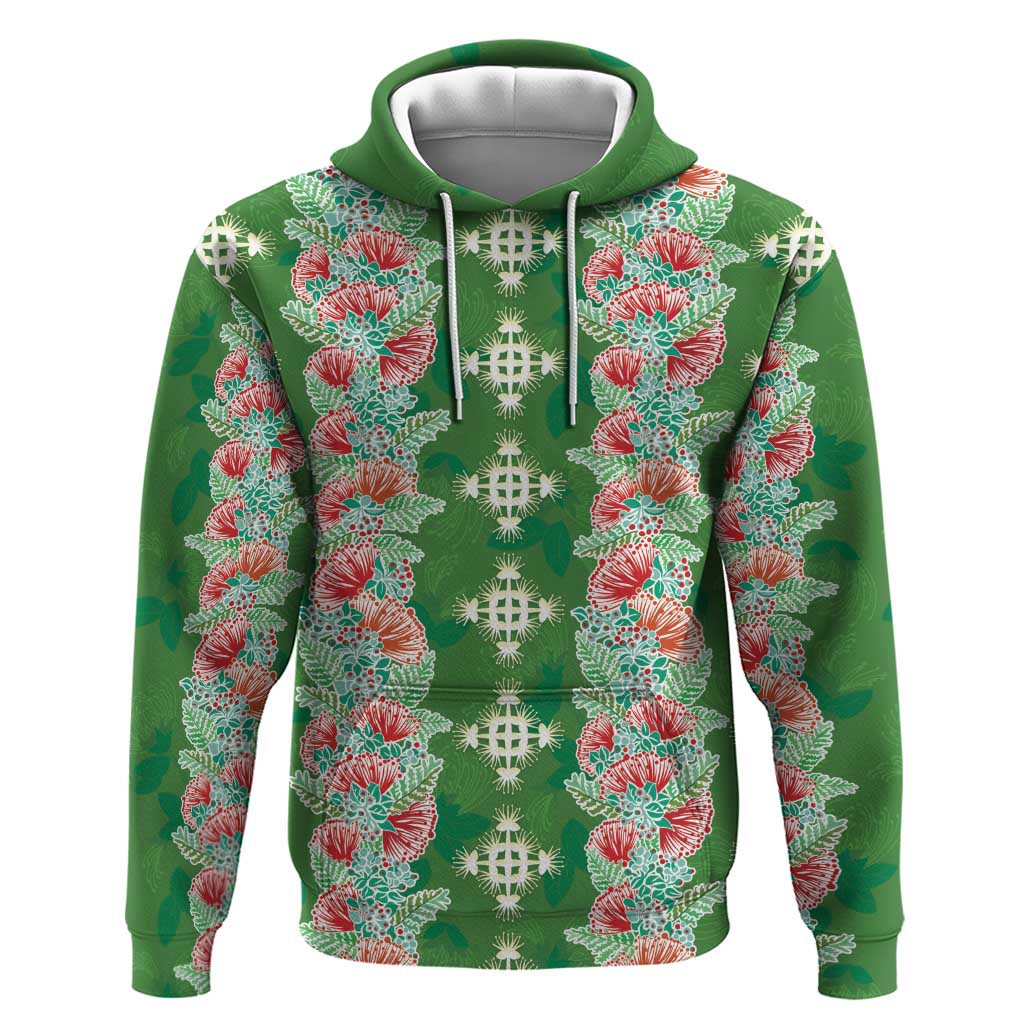 Hawaii Ohia Lehua Zip Hoodie Tropical Vibes Green