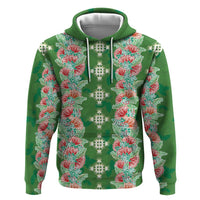 Hawaii Ohia Lehua Zip Hoodie Tropical Vibes Green
