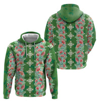 Hawaii Ohia Lehua Zip Hoodie Tropical Vibes Green