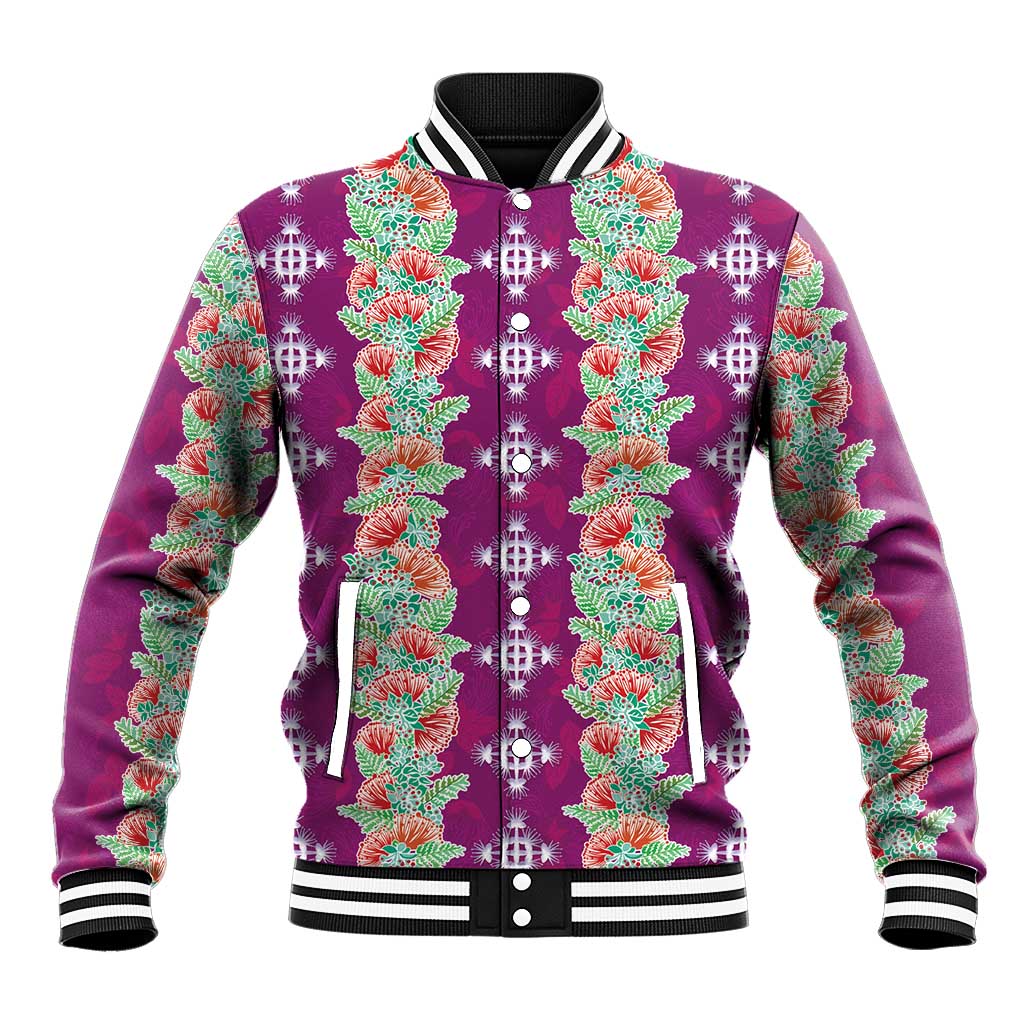 Hawaii Ohia Lehua Baseball Jacket Tropical Vibes Fuchsia