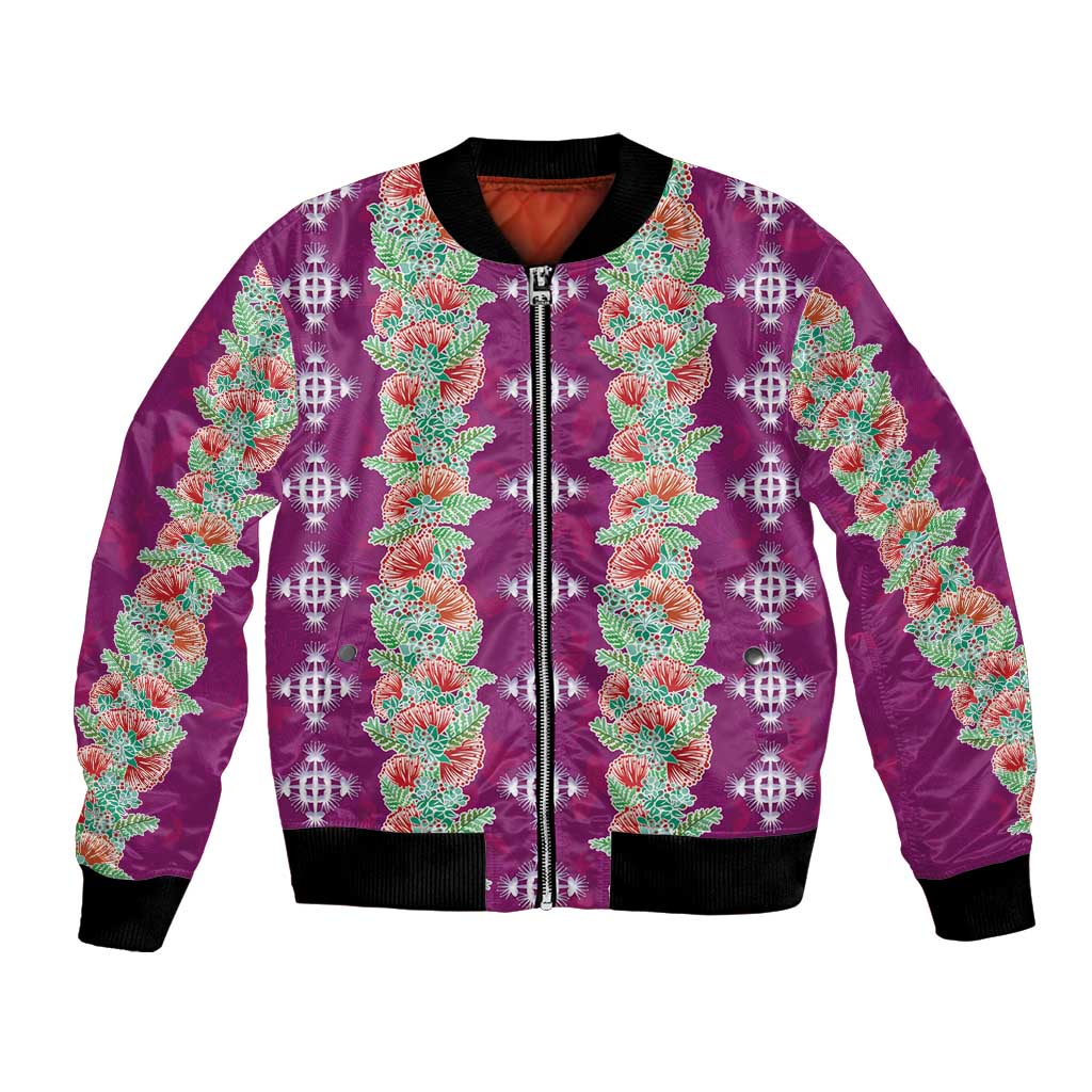 Hawaii Ohia Lehua Bomber Jacket Tropical Vibes Fuchsia