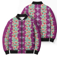 Hawaii Ohia Lehua Bomber Puffer Jacket Tropical Vibes Fuchsia