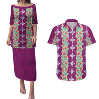 Hawaii Ohia Lehua Couples Matching Puletasi and Hawaiian Shirt Tropical Vibes Fuchsia LT05 Fuchsia - Polynesian Pride