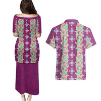 Hawaii Ohia Lehua Couples Matching Puletasi and Hawaiian Shirt Tropical Vibes Fuchsia LT05 - Polynesian Pride