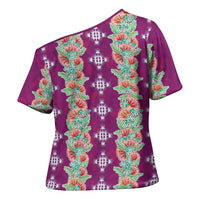Hawaii Ohia Lehua Cross Shoulder Shirt Tropical Vibes Fuchsia