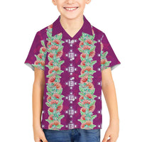 Hawaii Ohia Lehua Family Matching Off The Shoulder Long Sleeve Dress and Hawaiian Shirt Tropical Vibes Fuchsia LT05 Son's Shirt Fuchsia - Polynesian Pride