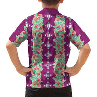 Hawaii Ohia Lehua Family Matching Off Shoulder Maxi Dress and Hawaiian Shirt Tropical Vibes Fuchsia LT05 - Polynesian Pride
