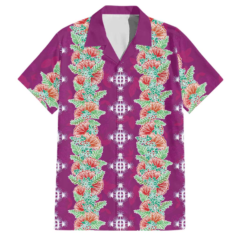 Hawaii Ohia Lehua Family Matching Off Shoulder Short Dress and Hawaiian Shirt Tropical Vibes Fuchsia LT05 Dad's Shirt - Short Sleeve Fuchsia - Polynesian Pride