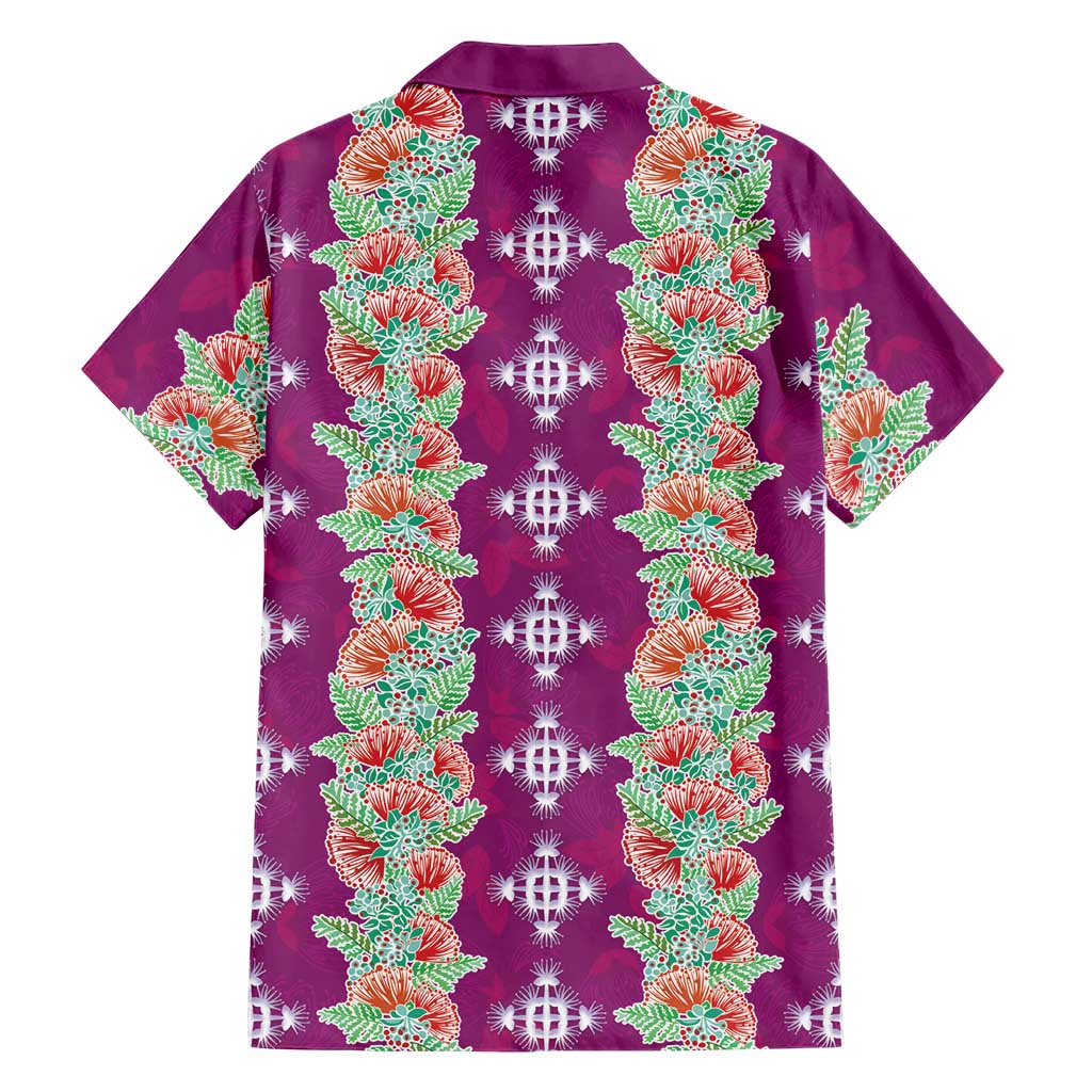 Hawaii Ohia Lehua Family Matching Short Sleeve Bodycon Dress and Hawaiian Shirt Tropical Vibes Fuchsia LT05 - Polynesian Pride