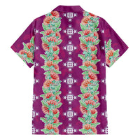 Hawaii Ohia Lehua Family Matching Short Sleeve Bodycon Dress and Hawaiian Shirt Tropical Vibes Fuchsia LT05 - Polynesian Pride